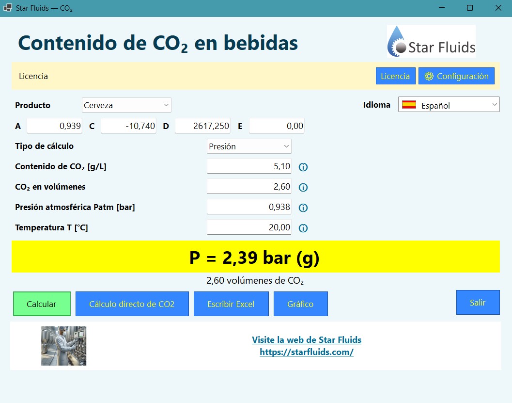 Cálculo inverso de presión para contenido de CO2